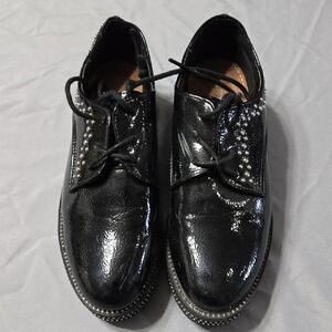 Erynn Sz 36 Girls Black Dress Shoes with Rhinestone Detail